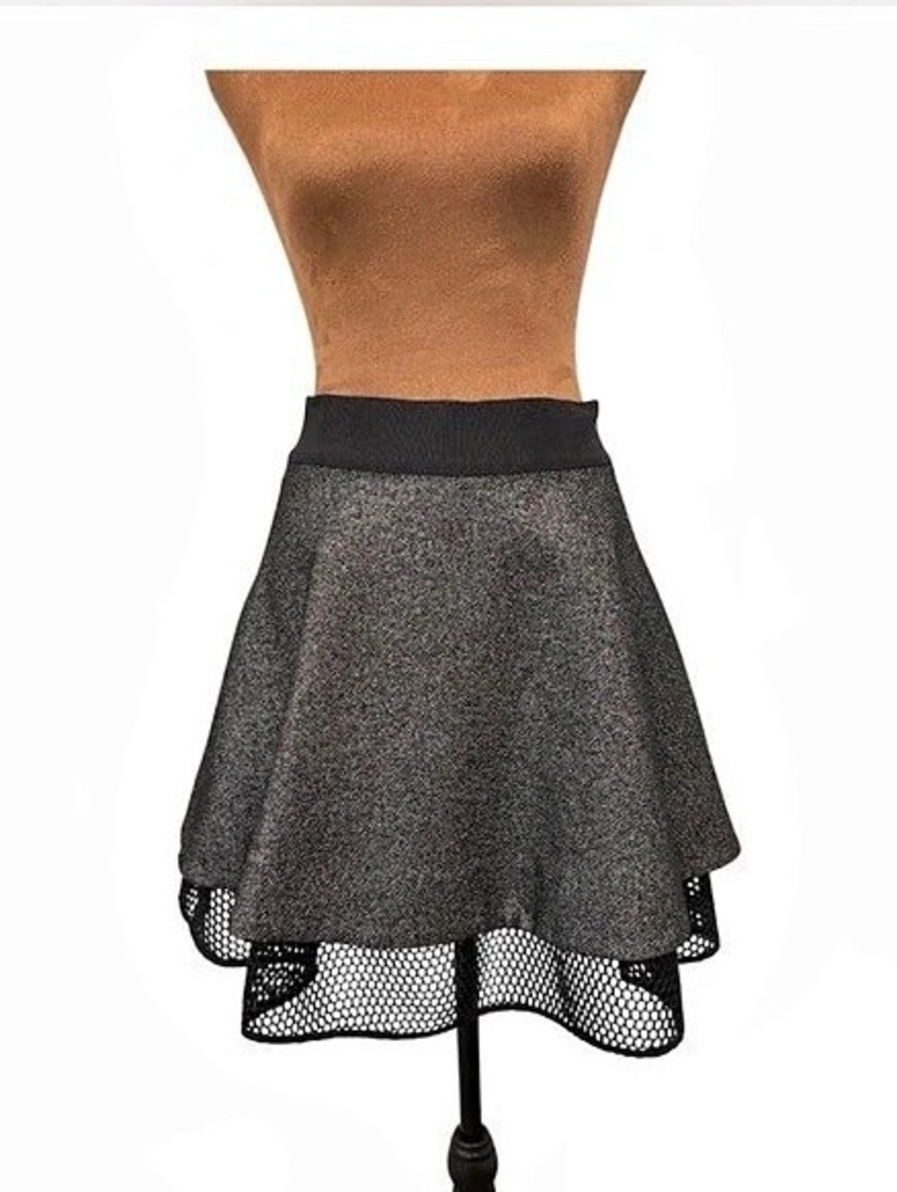 NWT MILLY Wool Blend Flared Mini Skirt with Mesh Hem Size 4